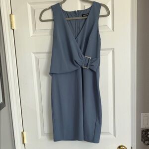 Express slate Blue Belted Mini Dress